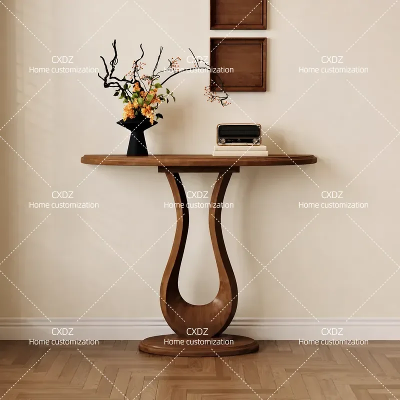 Solid Wood Entrance Table for Villa Living Room Hotel Homestay Corridor Aisle Wall Mounted Creative End View Console Desk