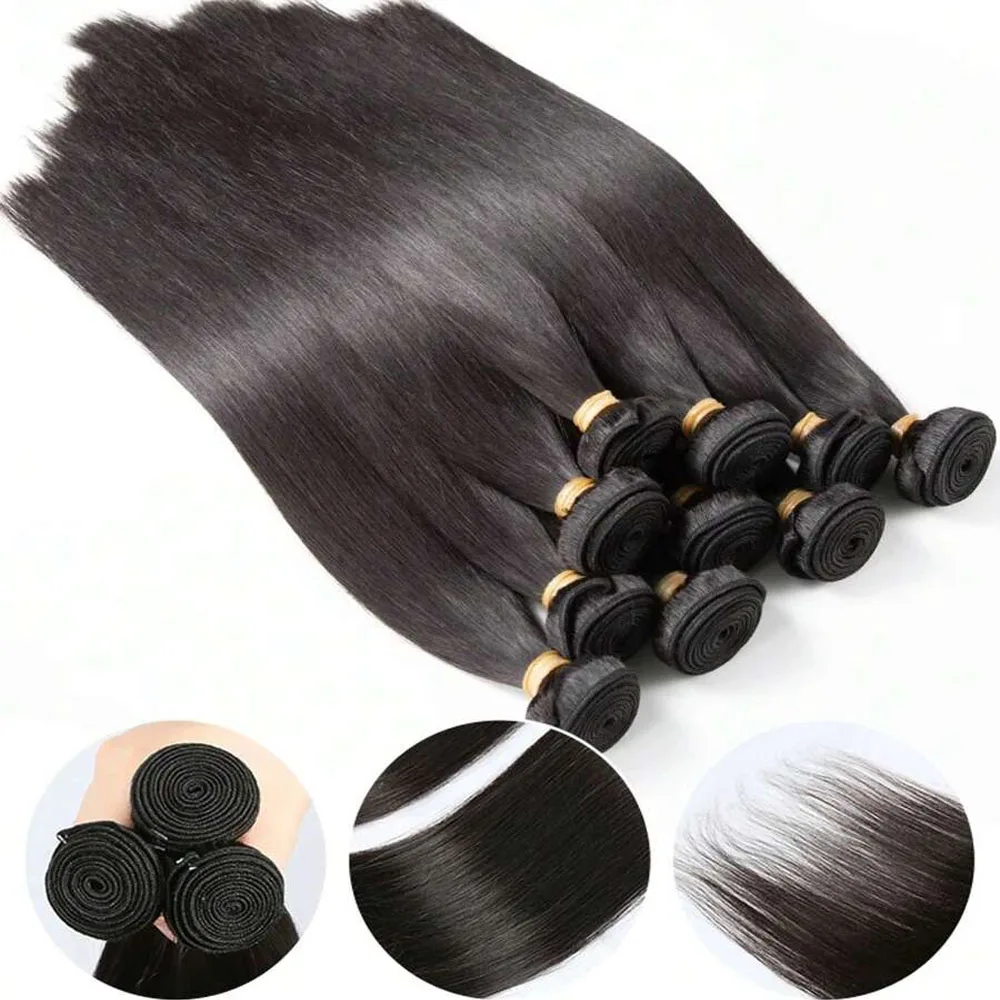 Fasci lisci 12-32In Estensione dei capelli Fasci di capelli umani per le donne Fasci Estensioni dei capelli umani lisci neri naturali 1/3/4