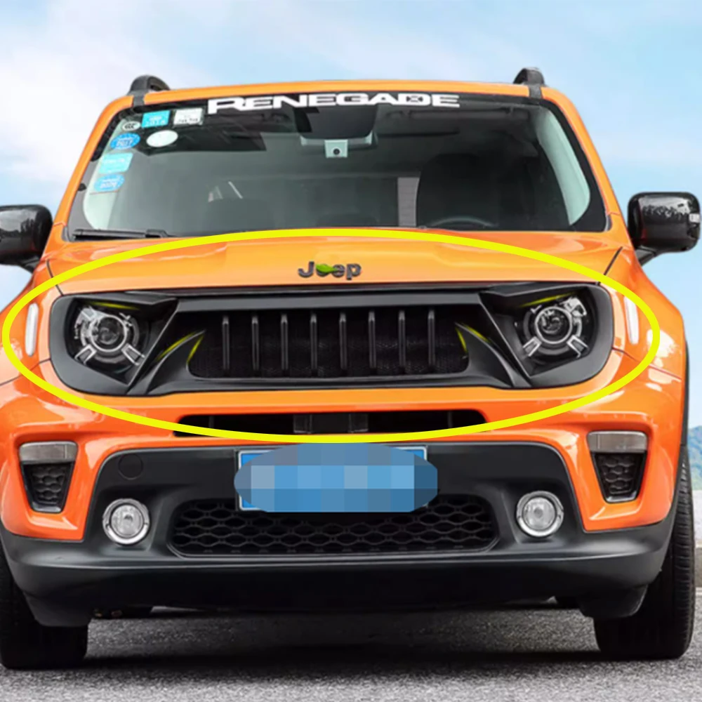 تعديل غطاء شبكة ABS للشبكة الأمامية SXMA J9151 لسيارة Jeep Renegade، طلاء أسود ساطع، طلاء أسود فرعي، يجب أن تكون سنوات بوضوحًا