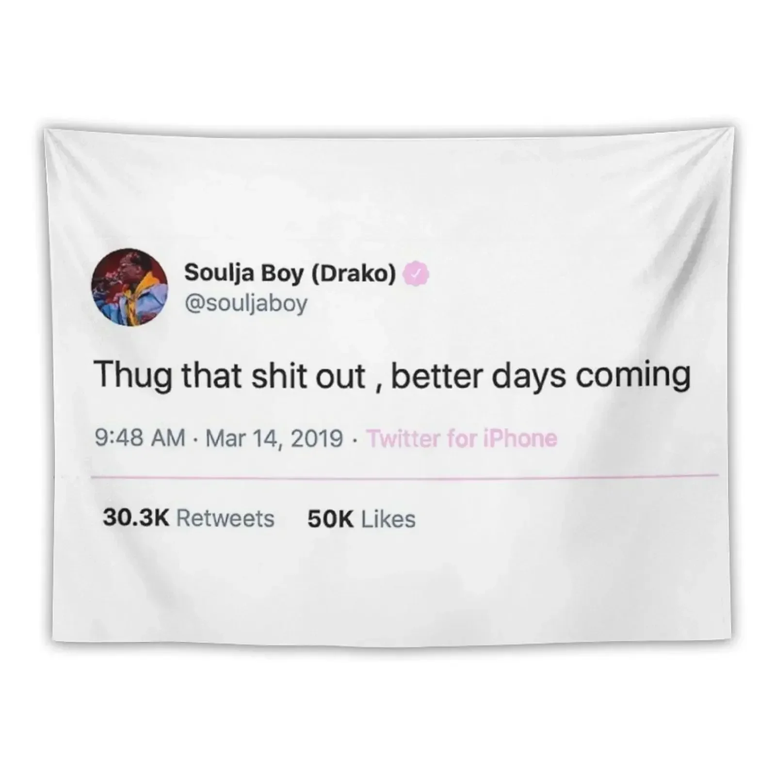 Soulja Boy Tweet Tapestry Decoration Aesthetic Room Decorating Aesthetic Decorative Wall Decoration For Home Tapestry