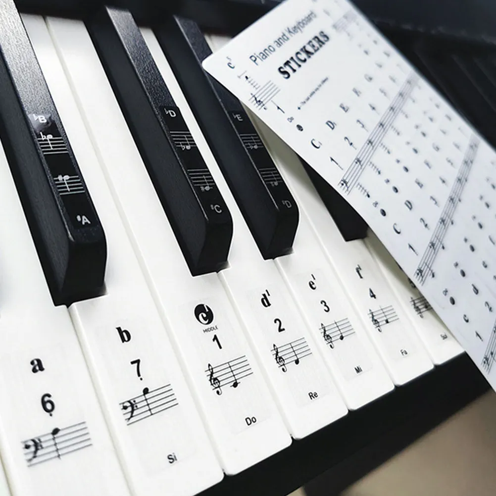 1Set Piano Keyboard Stickers Adhesive 61 Keys Transparent Removable Easy Install Keyboard Labels for Beginners Electronic Organ