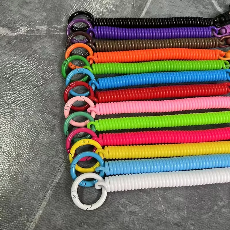 Coil Springs Knife Keychain Stretchy Spiral Spring Coil Retractable Springs Keychains with Metal Clasp Key Chain Holder Lanyard