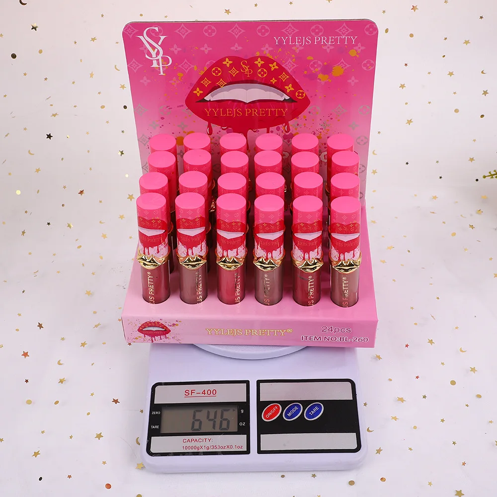 24 قطعة أحمر الشفاه السائل المخملي غير اللامع 6 ألوان امرأة مقاوم للماء طويل الأمد غير لاصق الشفاه الصبغات الشفاه ماكياج السائبة بالجملة