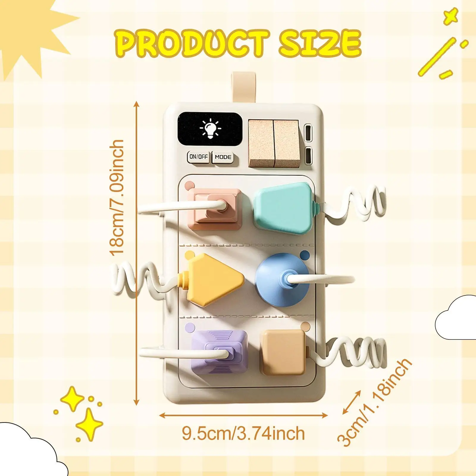 

Развивающая игрушка-розетка с звуком и светом, сенсорная доска-бизиборд для мальчиков и девочек