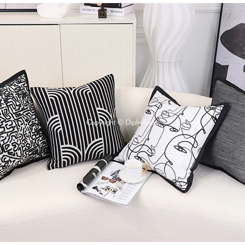 Diphylleia Italian Style Cushion Cover Luxury Chenille Aesthetic Arch Geometry Jacquard Throw Pillow Case 45x45cm Dropshipping