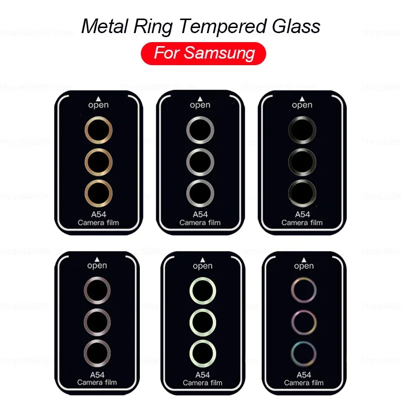 1Set Camera Tempered Glass Protector Film For Samsung Galaxy A55 A35 A25 A15 4G 5G Anti-scratch Lens Metal Ring Cap Accessories
