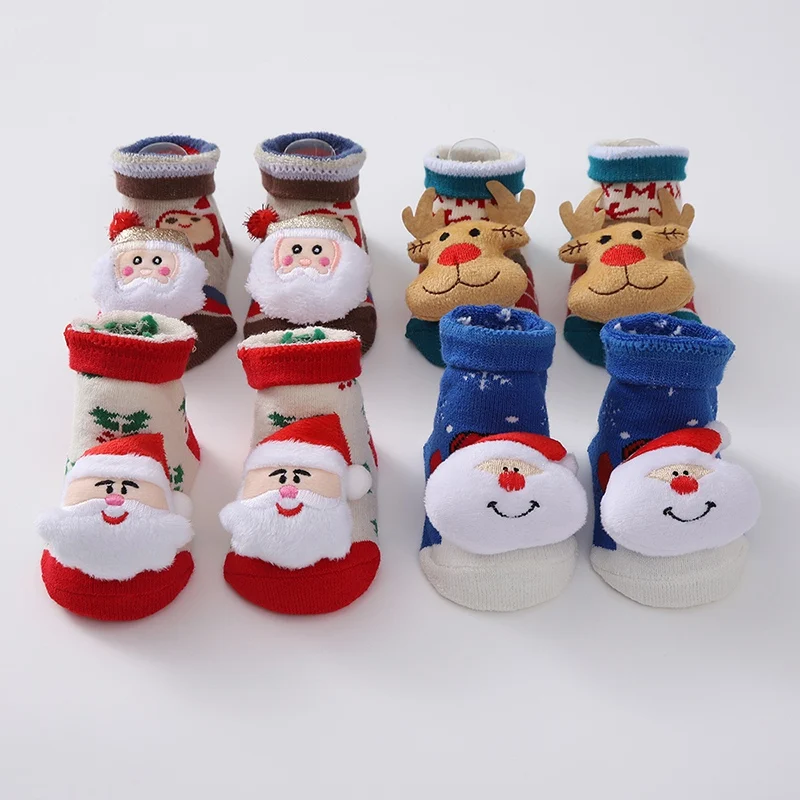 Baby Socks for Girls Boys Non-slip Cartoon Cotton Toddler Baby Christmas Socks for Newborns Infant Short Socks Clothing