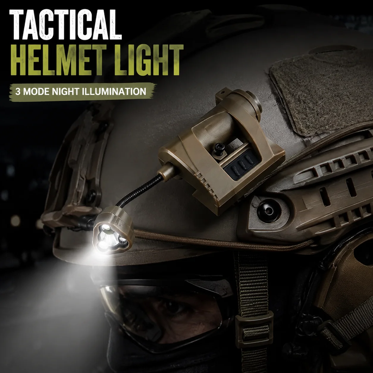 戦術ヘルメットライト-3モード-赤白ledマップランプ-フレキシブルネックマウント-ナイトビジョンギア-アウトドアヘルメットアクセサリー