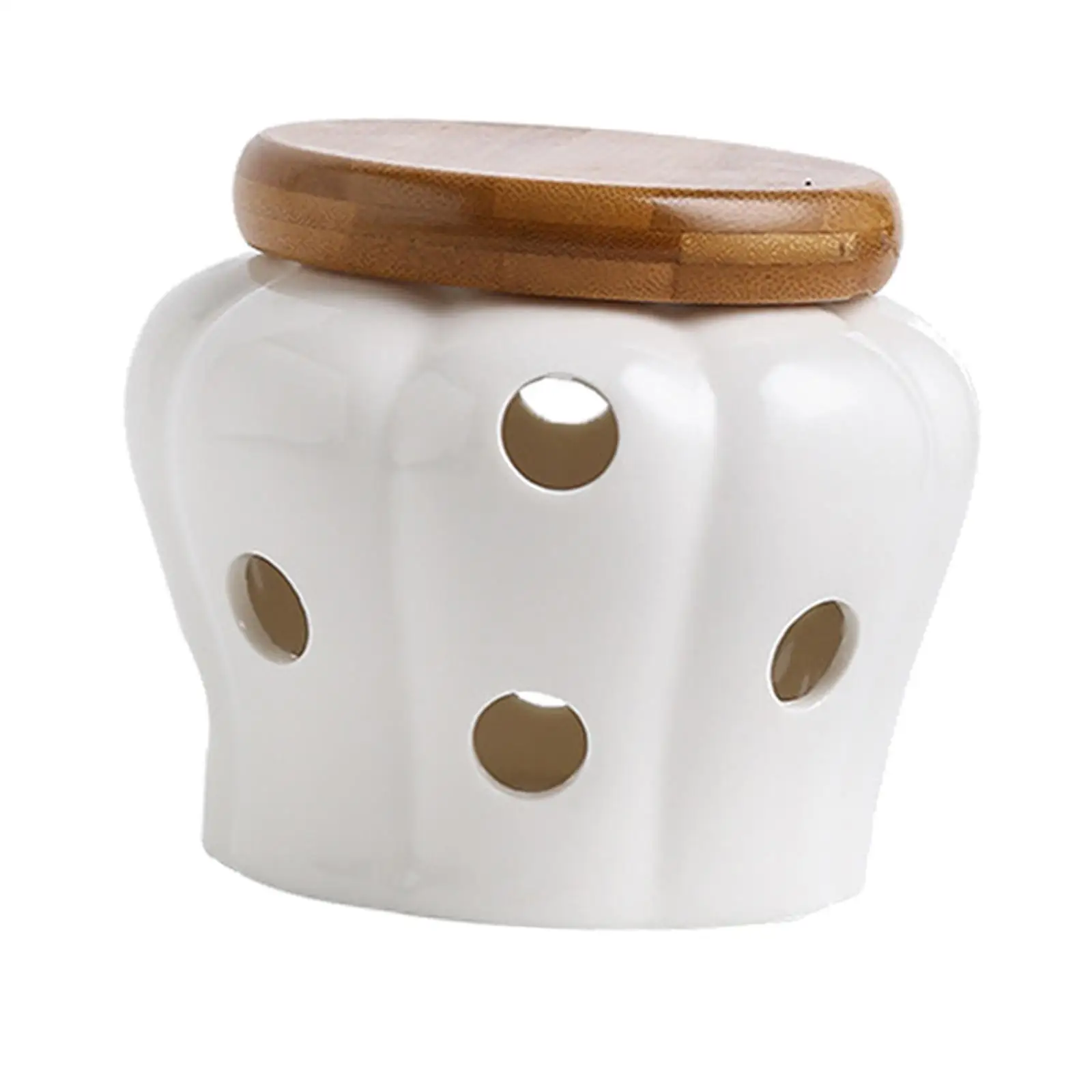 Ceramic Garlic Keeper Garlic Cellar Pot Garlic Jars Round Canister Holder for