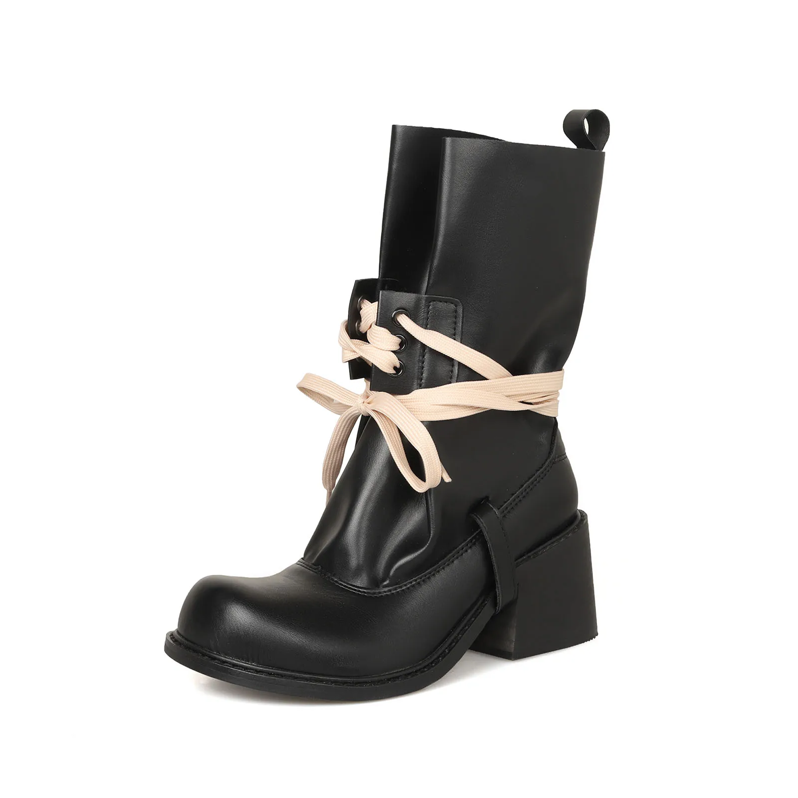 

Arden Furtado, осень 2025 г., современные ботинки из воловьей кожи с ремешком на щиколотке, круглый носок, завязанные крестом, на массивном каблуке, короткие сапоги, женские сапоги для поездок на работу