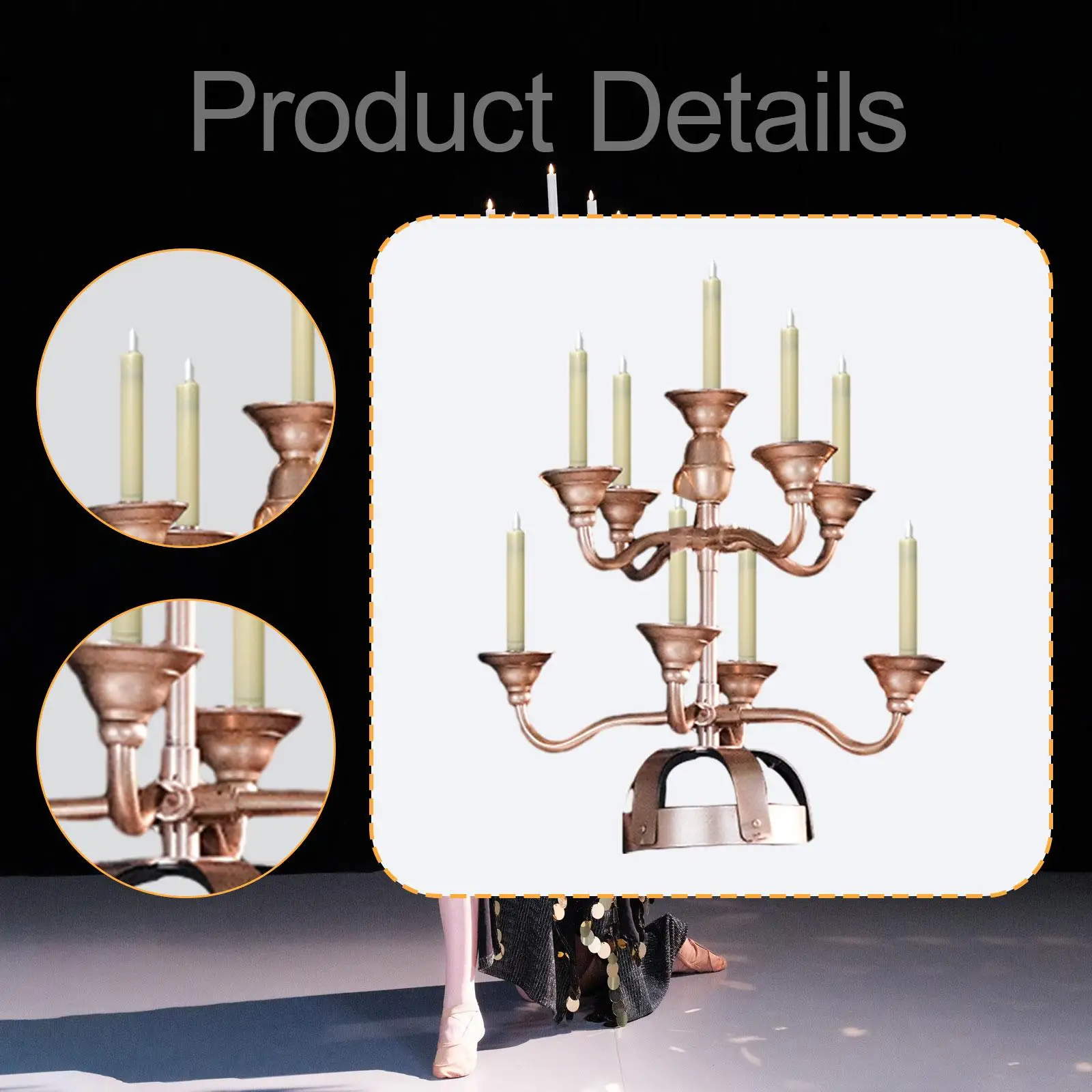 Portavelas tradicional para danza del vientre, candelabro ligero y elegante, accesorio para tocado para danza del vientre, conjunto de actuación