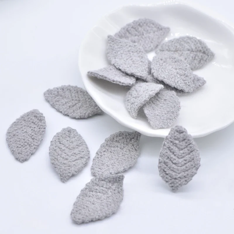 100 Stuks 18*27mm Wollen Blad Gewatteerde Bloem Applicaties voor kinderen Ambachten Hoofddeksels Accessoires DIY Haarspeldjes Earing decoratie