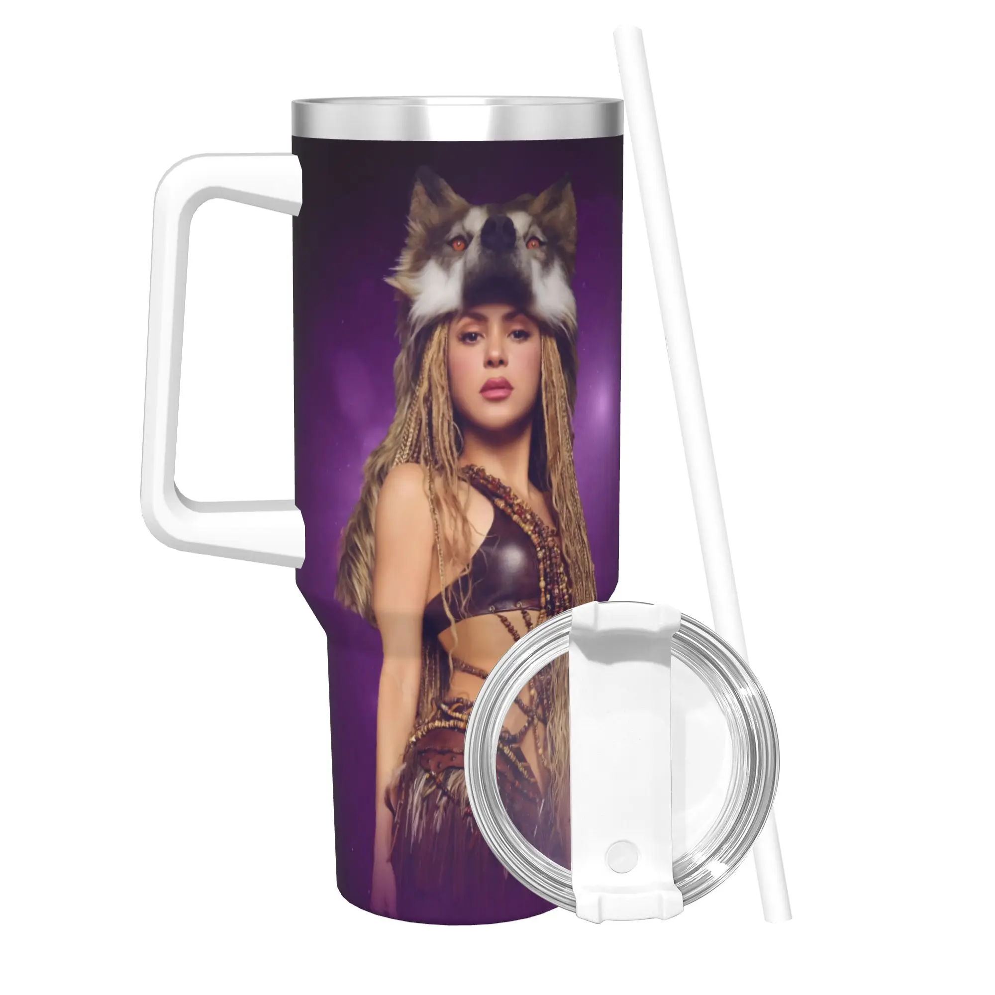 Shakira Singer 40oz Tumbler Stainless Steel Double Wall Vacuum Insulated  Cup With Straw