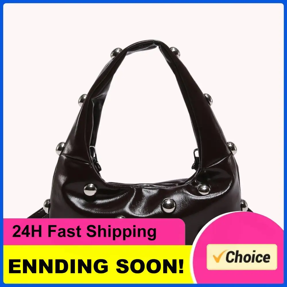 

Женская сумка через плечо из искусственной кожи с заклепками, стильная сумка-кроссбоди, однотонная сумка в стиле панк, сумка-сэтчел с регулируемым ремнем, дорожная сумка для активного отдыха