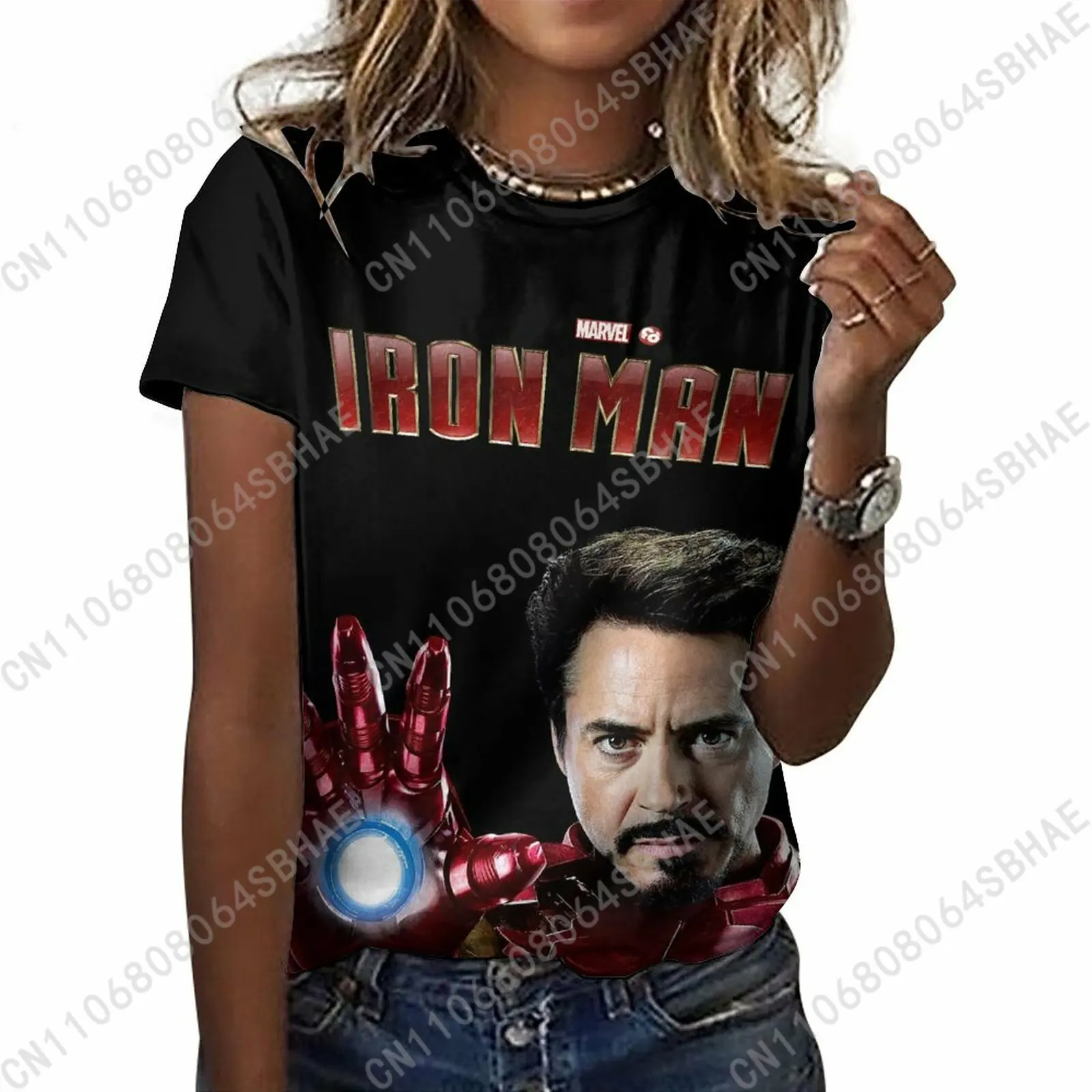 

Marvel Iron Man T Shirt Womens Cotton Cotton Crewneck Short Sleeve Wear Soft Breathable Tops Women Custom Cosplay