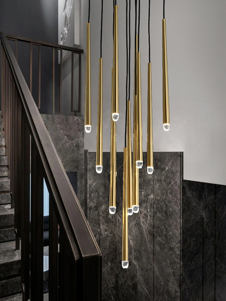 Candelabro nórdico LED de gran altura, iluminación moderna para sala de estar, restaurante, Villa, escalera