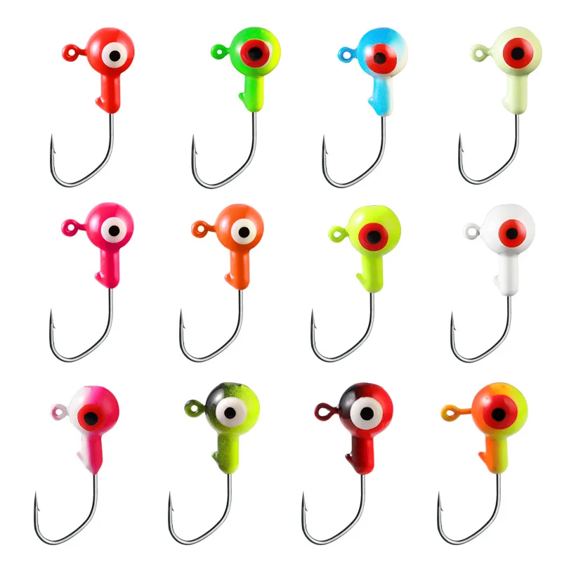 9PCS Jig Head Hook 0.8g/1.75g/3.5g/5g Crank Mix Colors Fishing Hook head Jig Lure Hard Bait Soft Worm Jig Hookfor Fishing Tackle