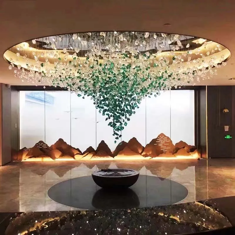 

Large Stone Crystal Chandelier For Living Room Villa Hotel Hall Salon Large Crystal Ceiling Chandeliers