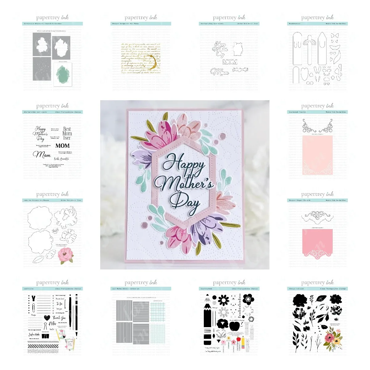 Happy Mother's Day Sentiments Clear Stamps Big Bloom Notebook Die Cutting DIY Scrapbook Hot Foil Plates and Dies Stencil Crafts
