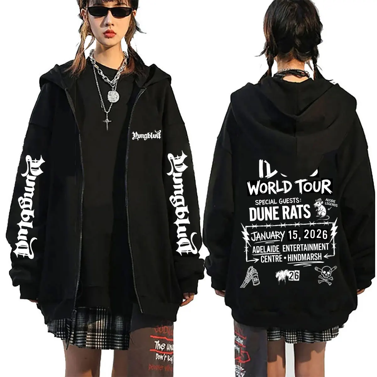 

Singer Yungblud IDOLS World Tour 2026 Zipper Hoodie Men Women Fleece Cotton Zip Up Sweatshirt Men's Rock Vintage Zip Up Jackets