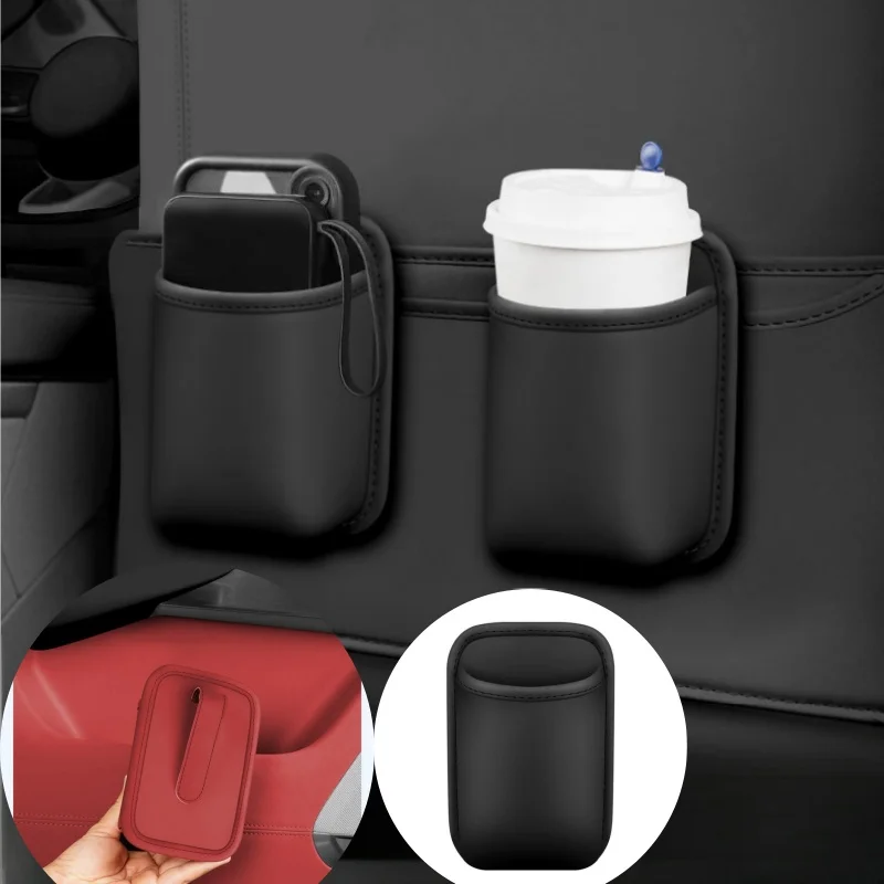 Suporte de copo para porta de carro em couro pu, caixa de armazenamento universal para assento traseiro, organizador para bebidas de carro, soluções de armazenamento interior automotivo