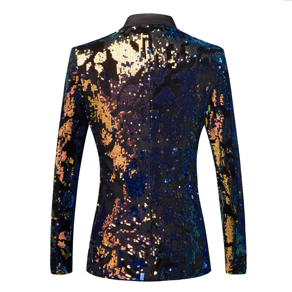 2024 Men\'s Color Matching Sequined blazer Photo Studio Photography Actor Stage Performance   blazer