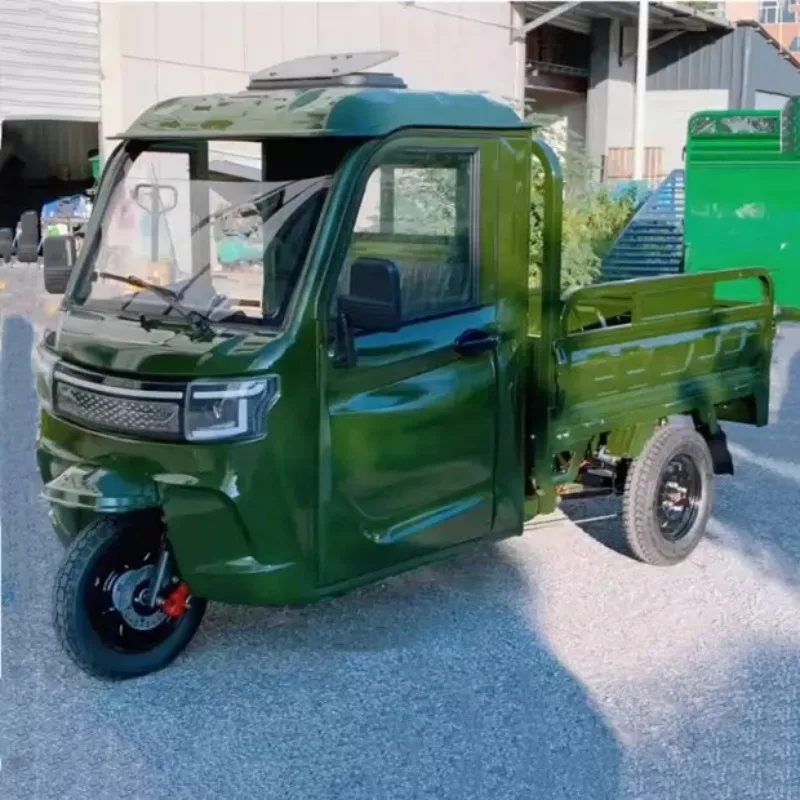 

cargo three-wheel semi-closed with canopy construction site pulling electric vehicle delivery orchard battery car