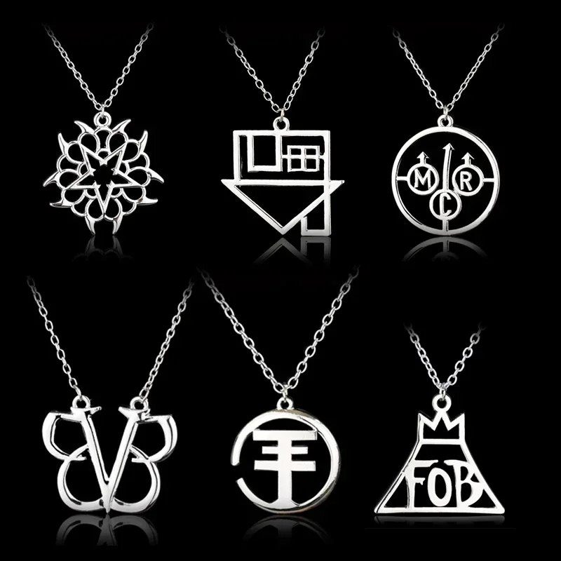 Mode Rock Band fallen aus Junge Fob Rock Musik Logo Halskette klassische Musik Schmuck schwarz Schleier Bräute Rock Musik BVB Logo Halskette