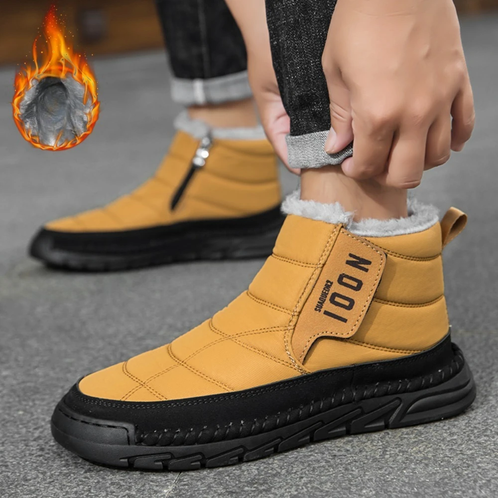 

New Fashion Men's Boots Winter Plush Men Snow Boots Warm Fur Ankle Boots Outdoor Non-slip Sneakers Winter Casual Boots Size 46
