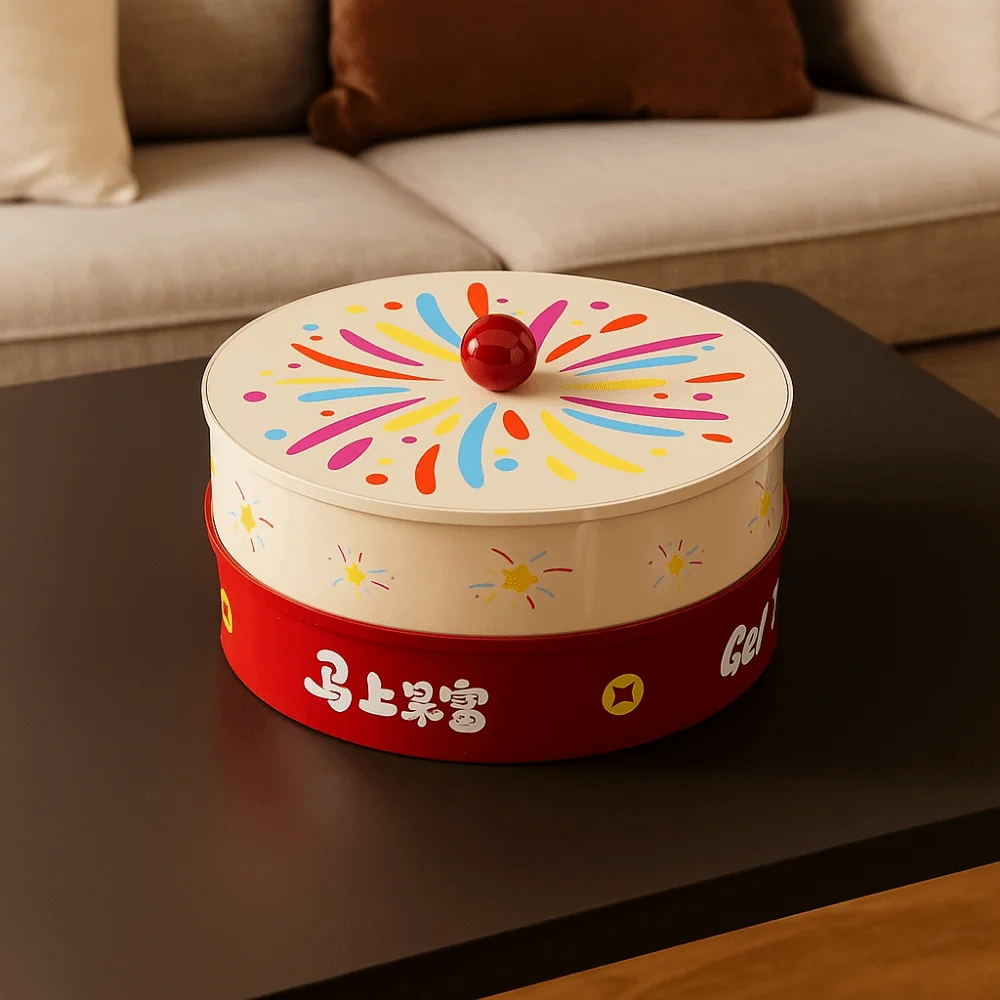 أطباق فاكهه بلاستيكية متعددة الطبقات مستديرة ذات سعة كبيرة صينية تقديم فواكه مجففة مع غطاء طبق فواكه مختوم لغرفة المعيشة