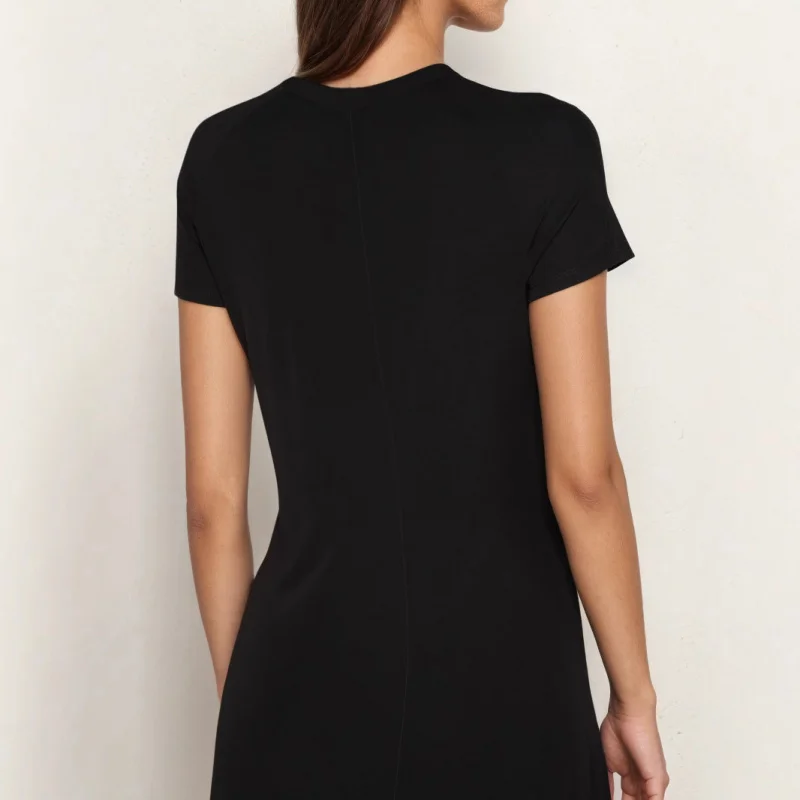 ヨーロッパとアメリカの夏のカジュアルでエレガントな新しいラウンドネック半袖Aラインドレス