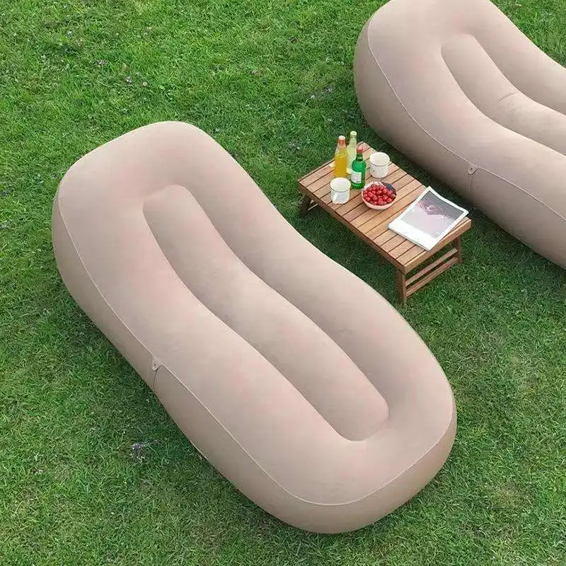 Durable Flocked PVC Foldable Air Lounger Water Resistant Tear-Resistant Construction Soft Touch Surface Lightweight Portable