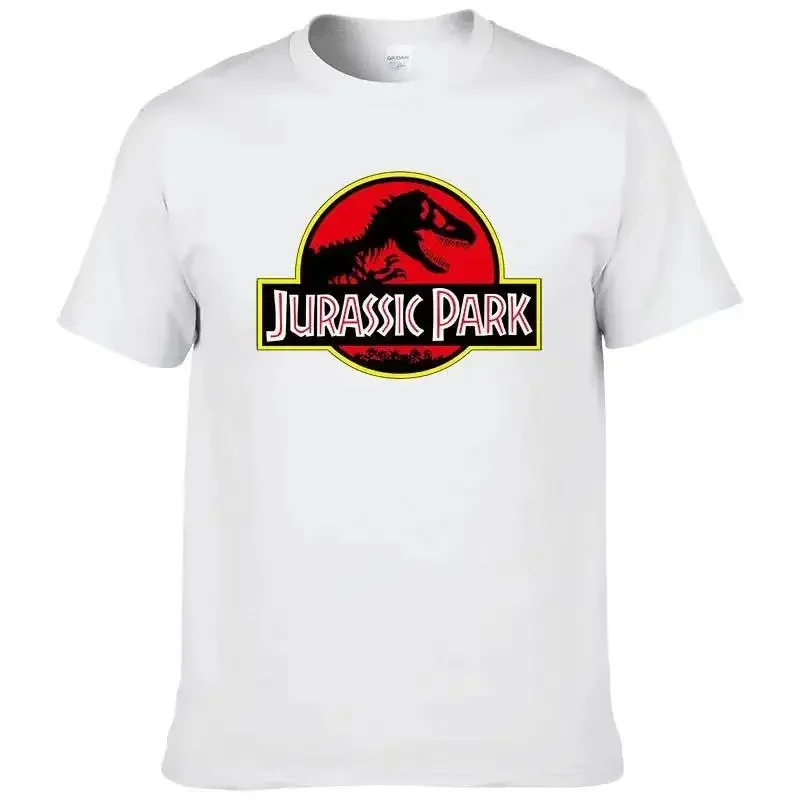 2024Jurassic Park T Shirt Men 100% Cotton Printed T-Shirt Casual Funny Tops Jurassic World Tees Short Sleeve Cool Tshirt