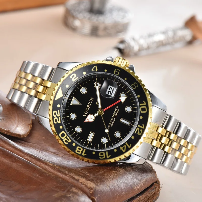 -メンズオリジナルブランド腕時計ゴールドファッションフルスチールバンドシンプルな日付クォーツヴィンテージ腕時計シルバーモントルオムレロホオムブレ