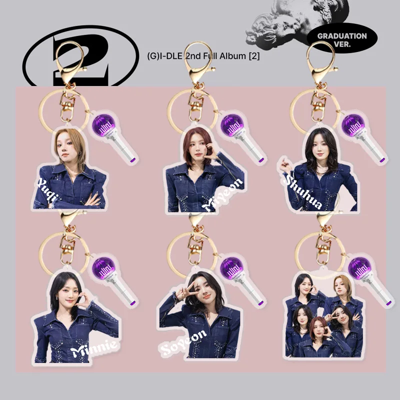 5CM KPOP Miyeon Soyeon 2 HD Photo Print Acrylic Keychains MINNIE Shuhua YUQI Cute Keyring Bag Key Decoration Pendant Fans Gifts