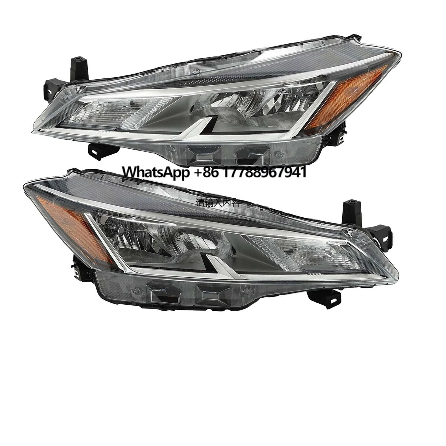 

Pair Halogen Headlight Headlamp Assembly Replacement Set Left+Right for 2021-2023 Nissan Kicks S SV Sport 1.6L 2022 Chrome Clear