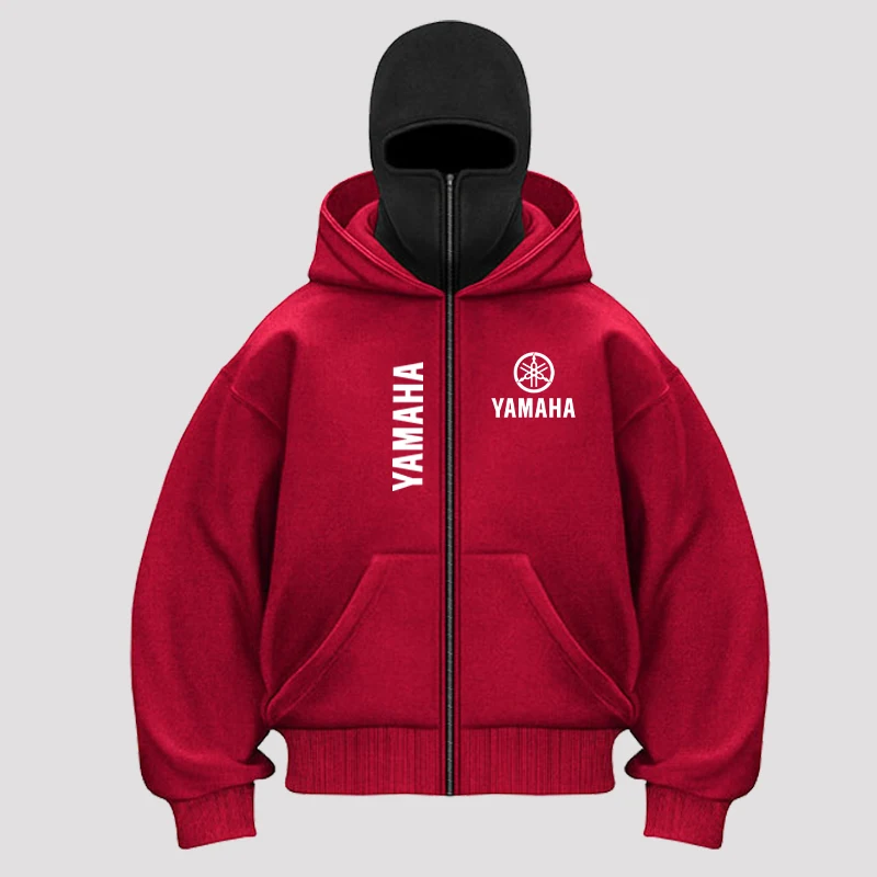 Men's Winter Autumn Fleece Balaclava Double Hooded Pullover With Zipper And Large Pocket Jacket For Outdoor Leisure & Sportswear
