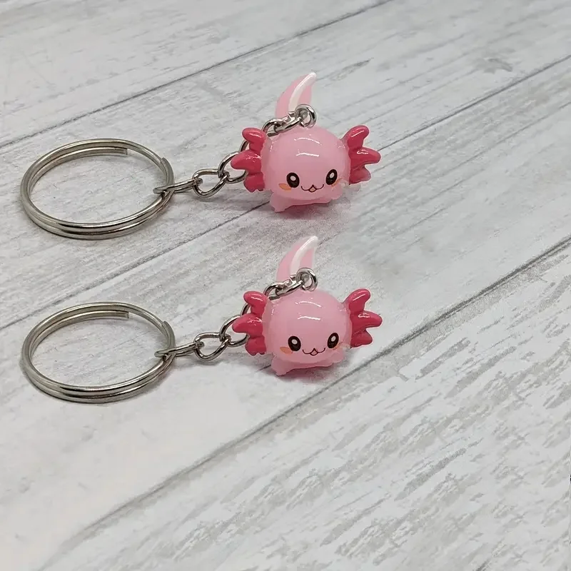 1 قطعة/2 قطعة سلسلة المفاتيح Kawaii Axolotl لطيف