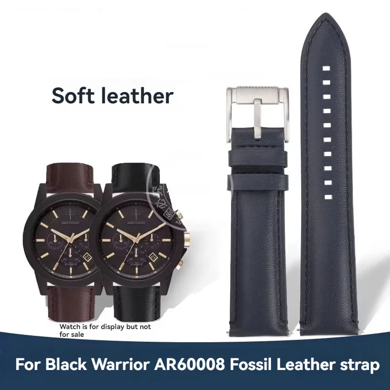 For Armani  AR60008 AR60012 AR2447 AX7105 Cowhide Lea-ther Watch Strap Fossil FS5061 FS5237 Calfskin Plain Wristband 22mm Brown