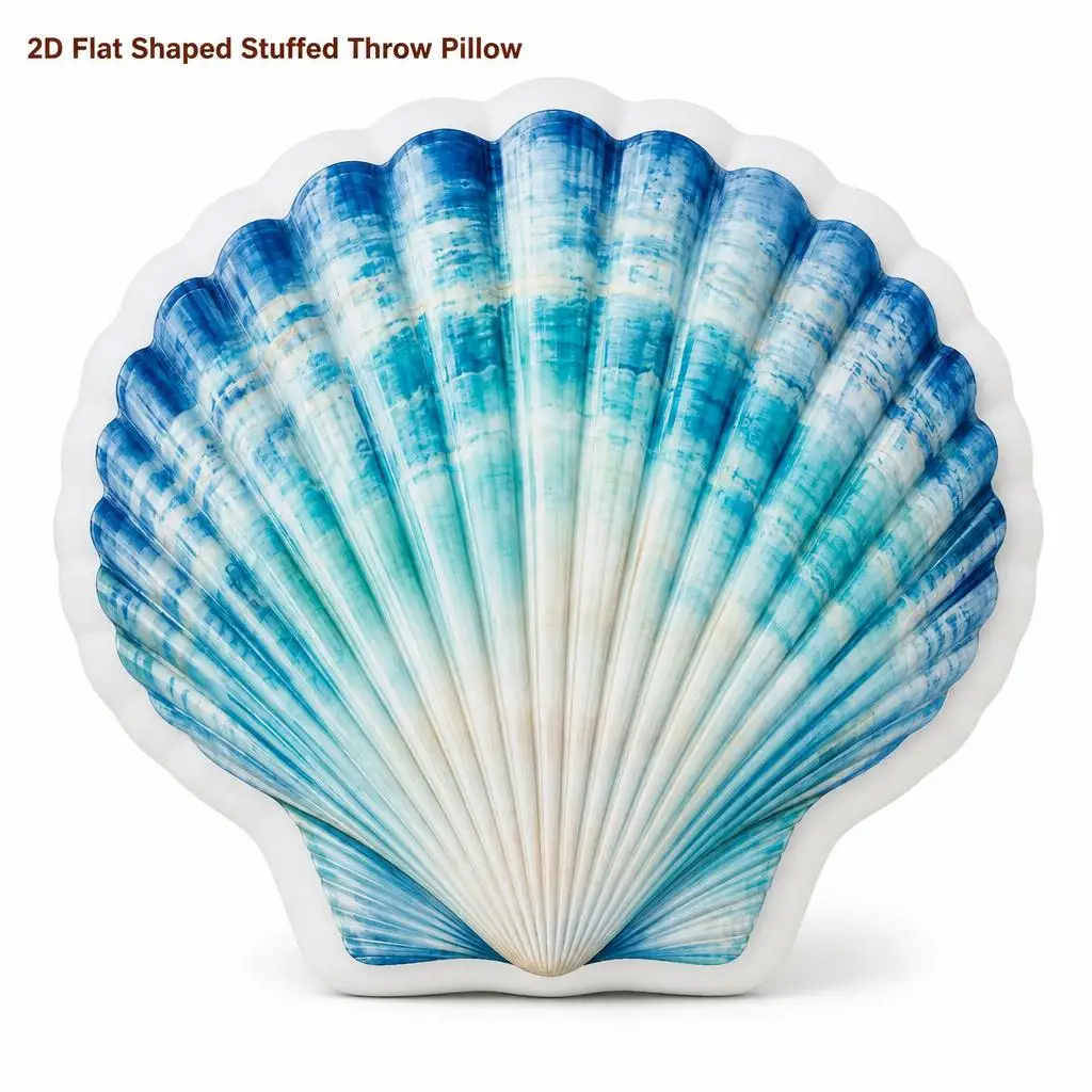 Ocean Scallop Shell Coastal Sea Blue Seashell Plush Pillow Cushion Irregular Stuffed Throw Pillow Home Decor Gift Sofa Bed Home
