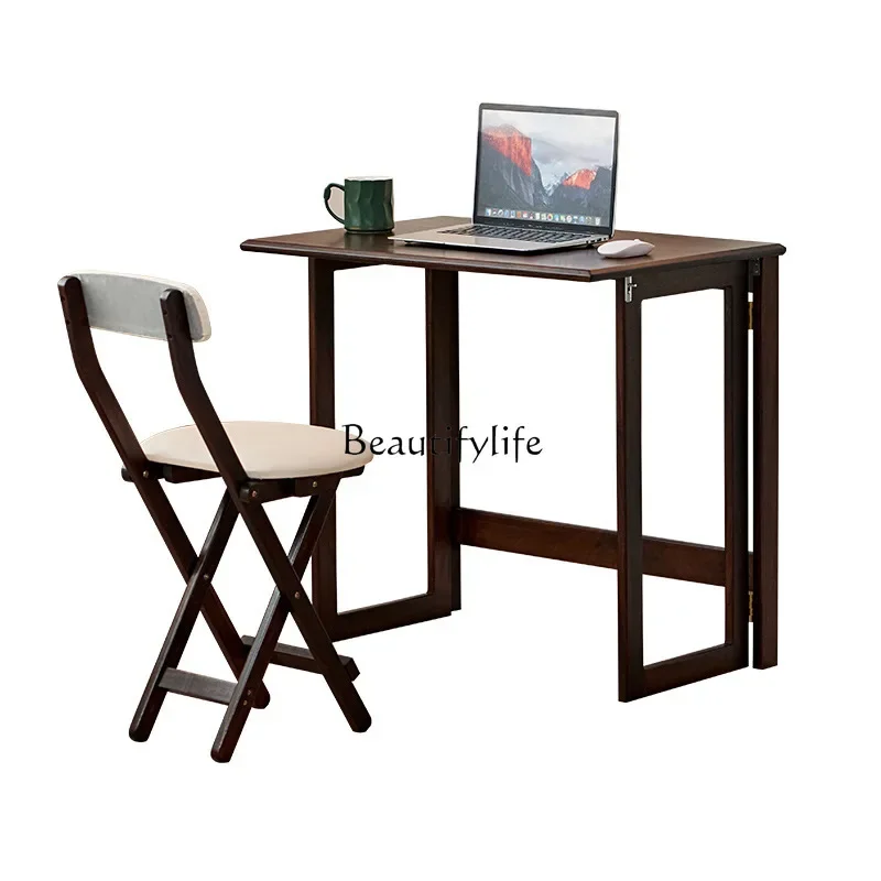 LJYBlack walnut foldable simple solid wood children's study desk