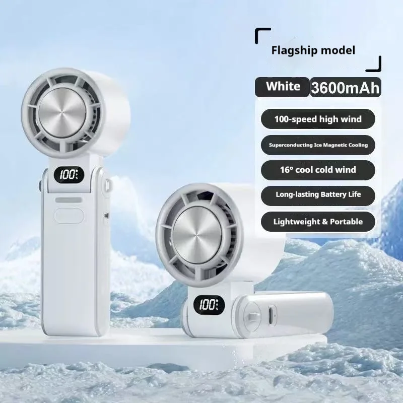 Portable Turbo Handheld Fan 3600mAh Rechargeable 100 Speeds Adjustable Foldable Mini High Speed Cooling Air Fan - Detail Angle #05