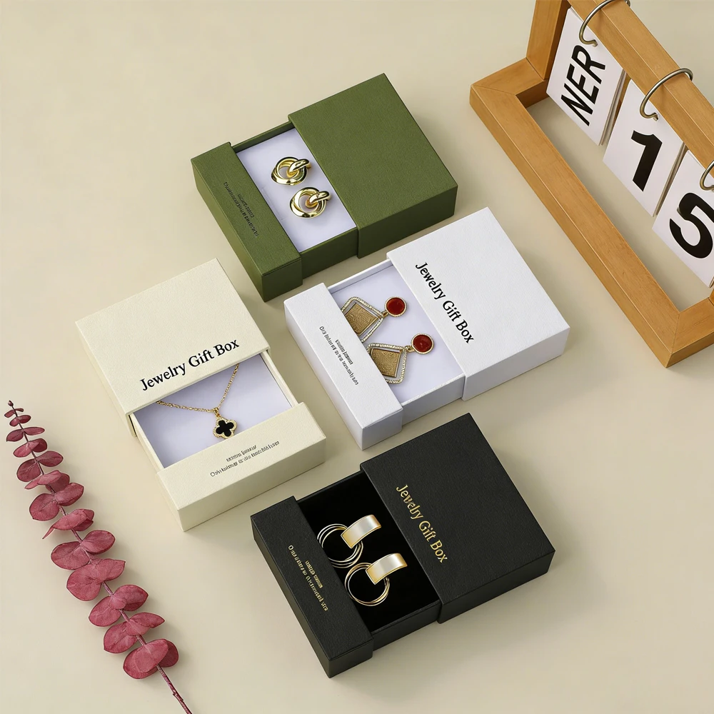 

Элегантная прямоугольная картонная коробка для ювелирных изделий с логотипом на заказ, с бархатным ящиком для парфюмерии, сережек, колье и колец.