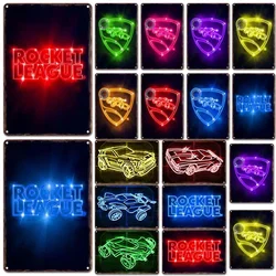 Neon Rocket League Decoration Wall Decororation Vintage Metal Sign Bar Garage Club Wall and Exterior Wall Decoration Retro Decor