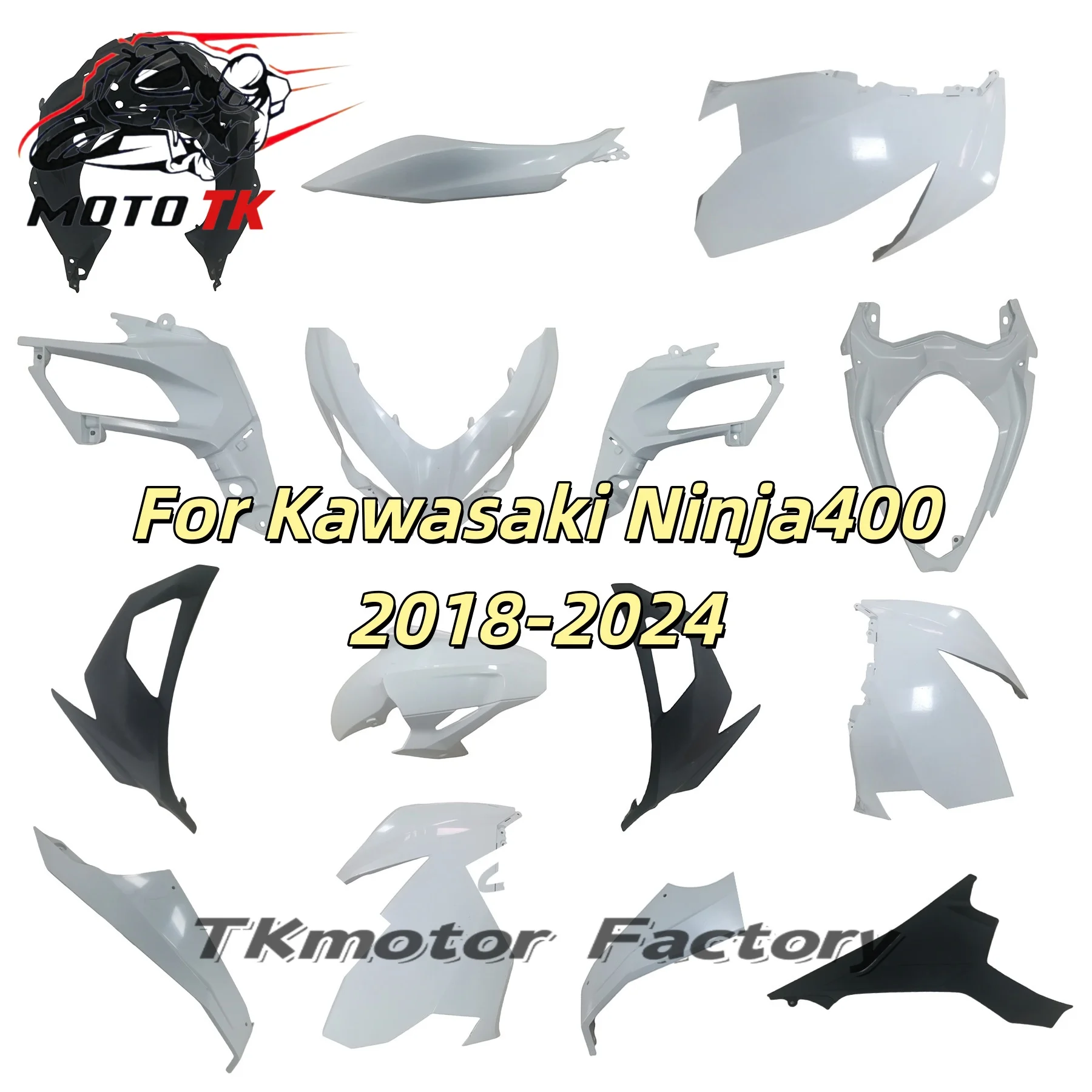 For Ninja 400 NINJA400 2018-2019-2020-2021-2022-2023 Fairing Accessories Unpainted Bodywork Components Pack Left Right