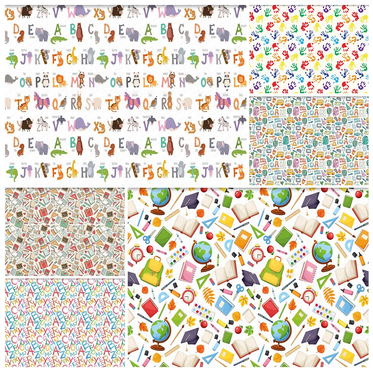 

Фон для фотосессии «Снова в школу» с повторяющимся узором и надписями, реквизит для детских и взрослых дней рождения, фотозона для тортов