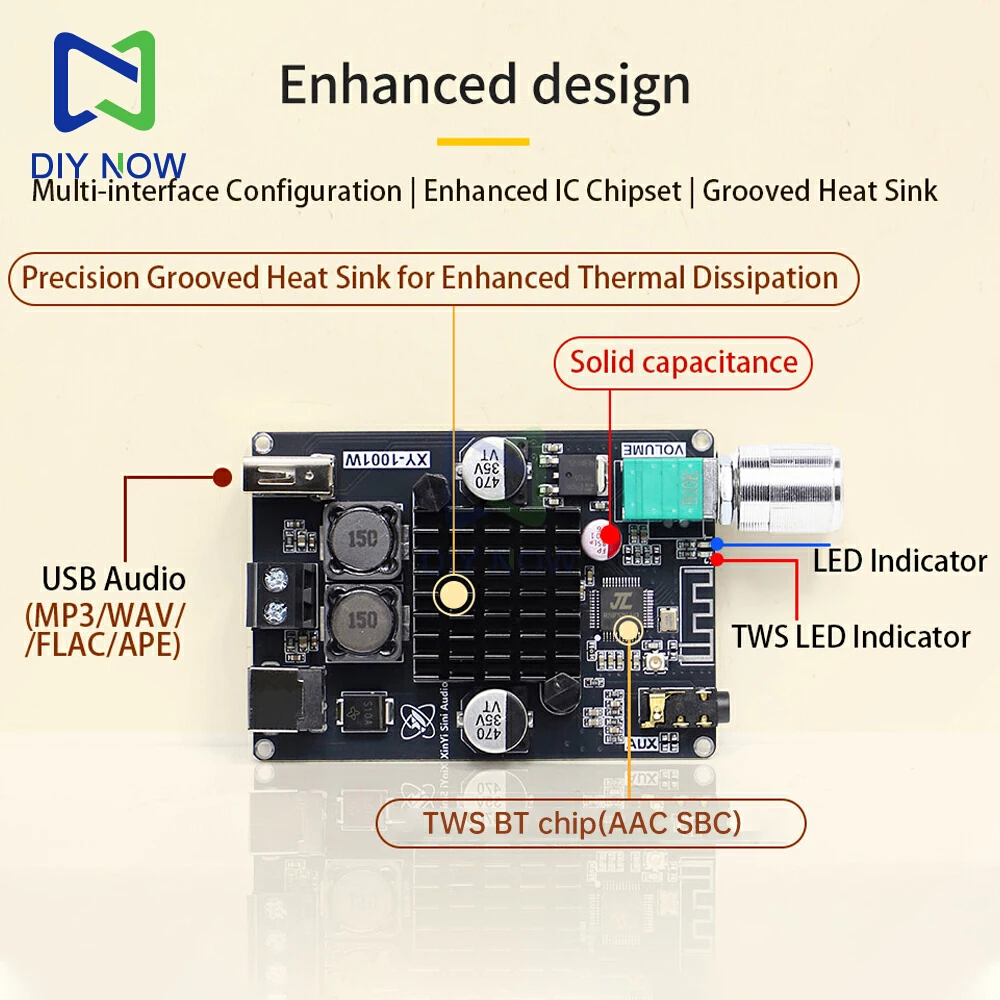 XY-1001W DC 9-24V Power Supply Single Channel 100W Bluetooth Audio