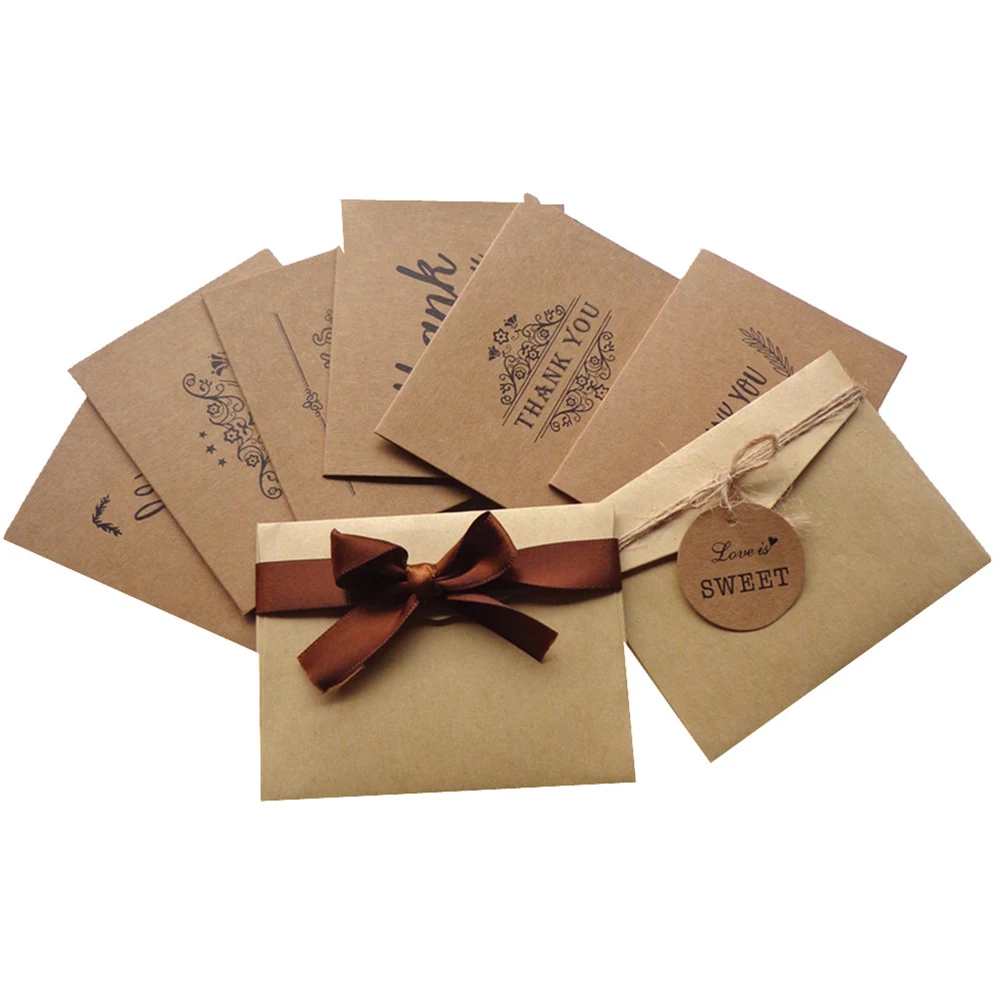 

18 Pcs Retro Thanks Card Set Kraft Paper Greeting Invitation You Party Gift Handwriting