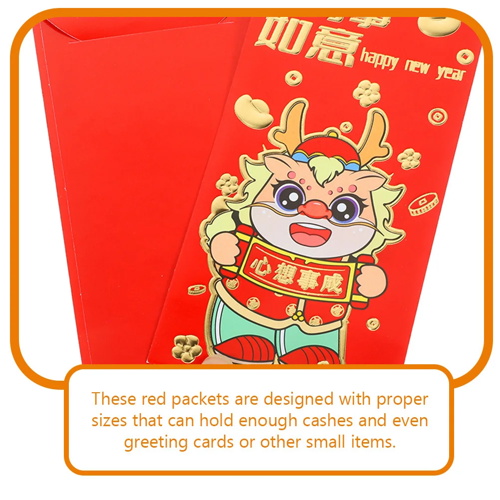 36Pcs Red Envelopes Chinese New Year Lucky Money Bags Thickened Paper Traditional Red Pockets Spring Festival Gift