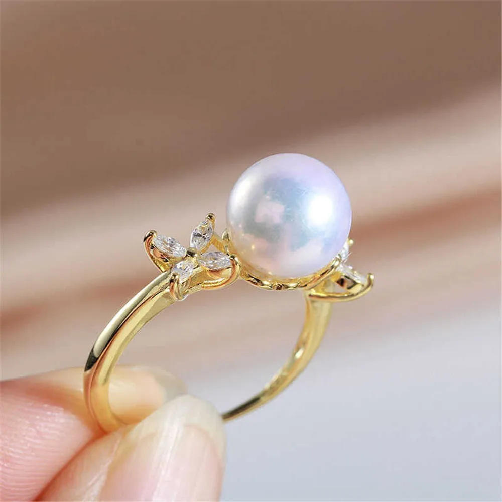 Solid S925 Sterling Silver Pearl Ring Settings Findings & Accessories - for Jewelry Making Bulk Wholesale Craft Supplies 10-12mm